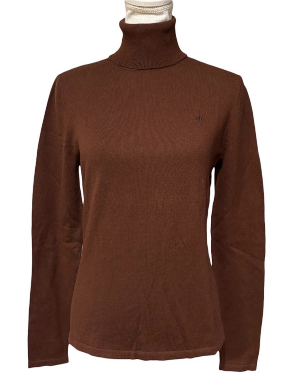 Lauren Ralph Lauren Brown Merino Wool Cotton Turtleneck Sweater Womens Medium